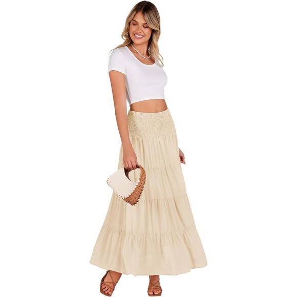 Breezy Long Maxi Skirt for Women - Casual High Waisted Boho Dress, Medium Size - Picture 3 of 6